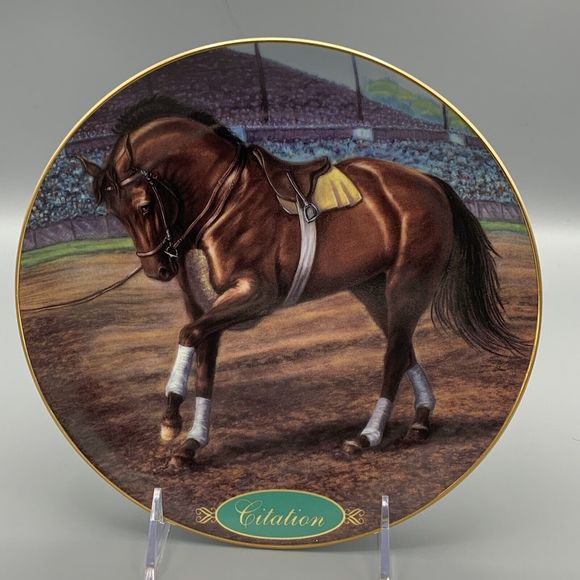 Danbury Mint Racehorse Citation Champion Thoroughbreds Plate Susie Morton 1997 - Picture 1 of 3